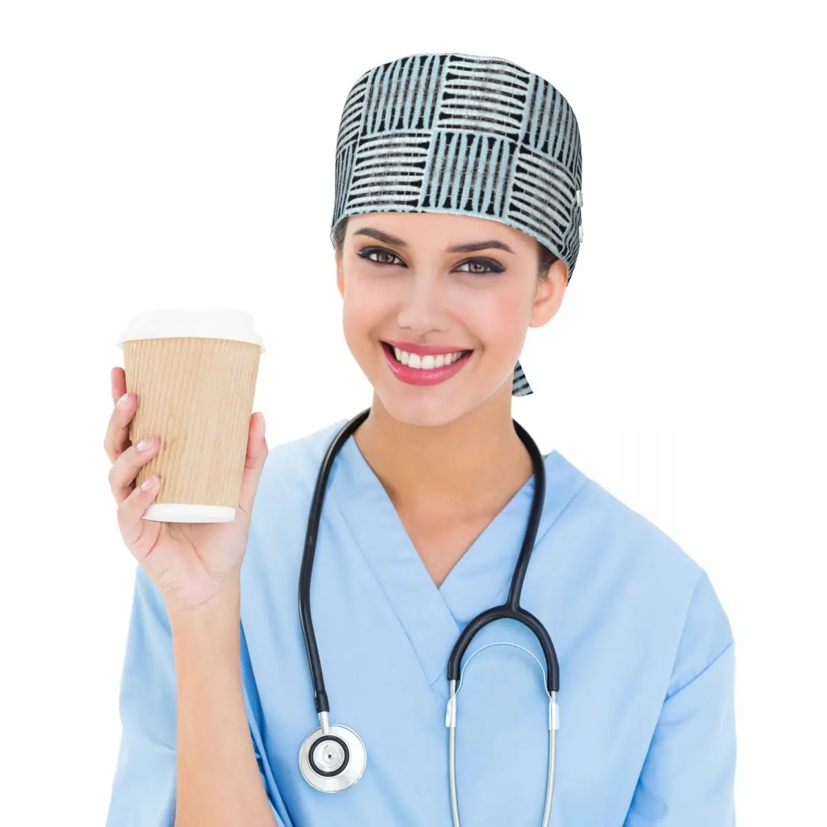 Clarinet Crosshatch Pattern Scrub Hat Doctor Working Surgical Cap Men Women Adjustable Nursing Caps for Dentist
