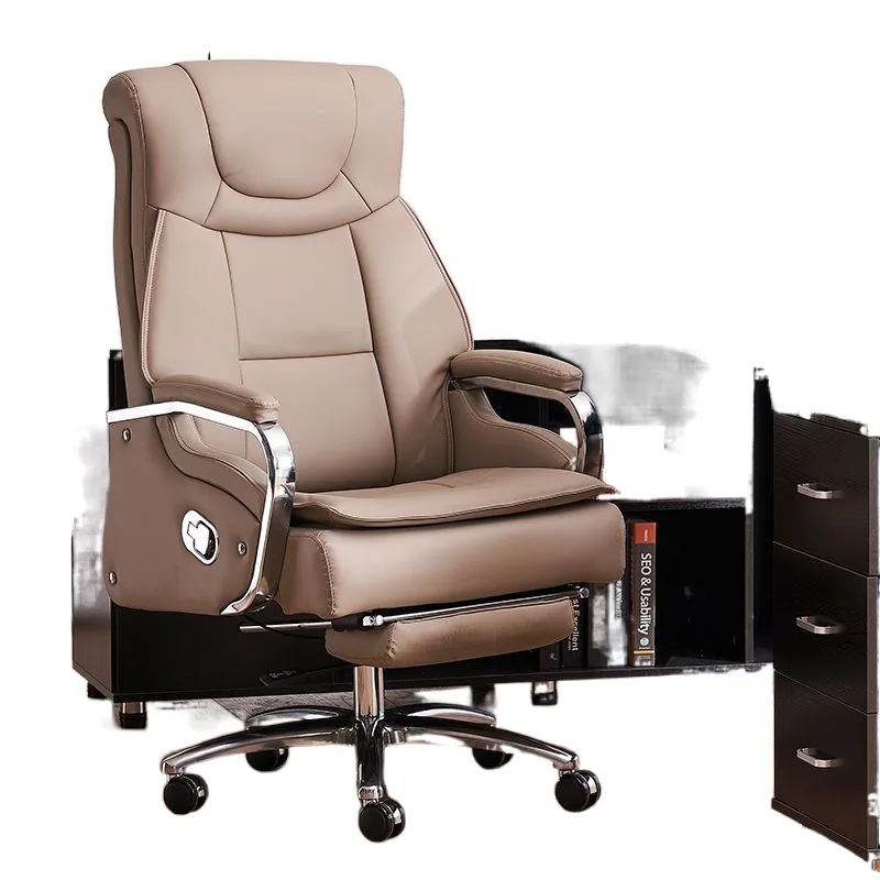 

Household reclining and carefree massage, lifting leather boss chair, computer chair