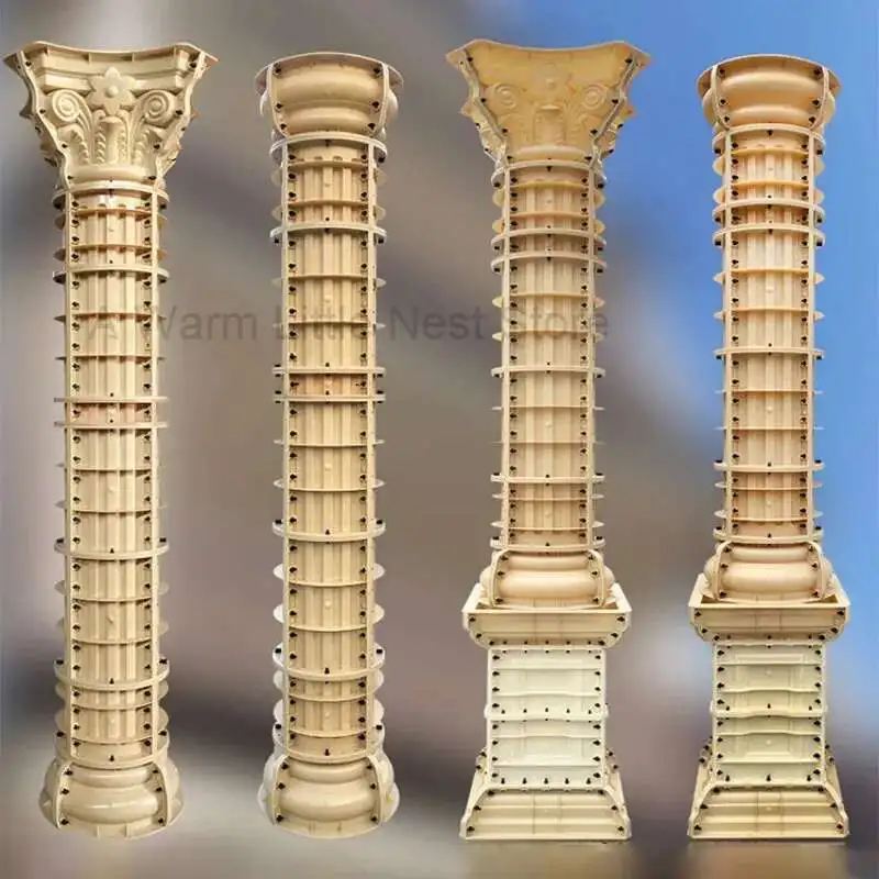 

European Roman Column Head and Foot cement Mold Villa Outdoor Garden Gate Fance Thickened Concrete Column Cap and Foot Mold Z