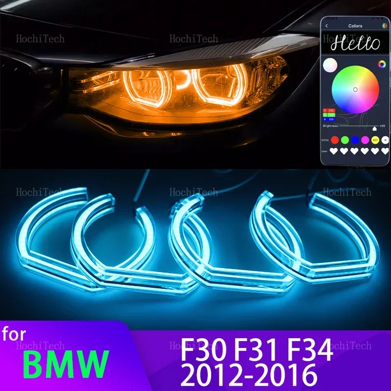 

APP control RGB Multicolor DTM M style Crystal Led Angel Eyes ring Kit for BMW 3 Series F30 F31 F34 2012 2013 2014 2015 2016