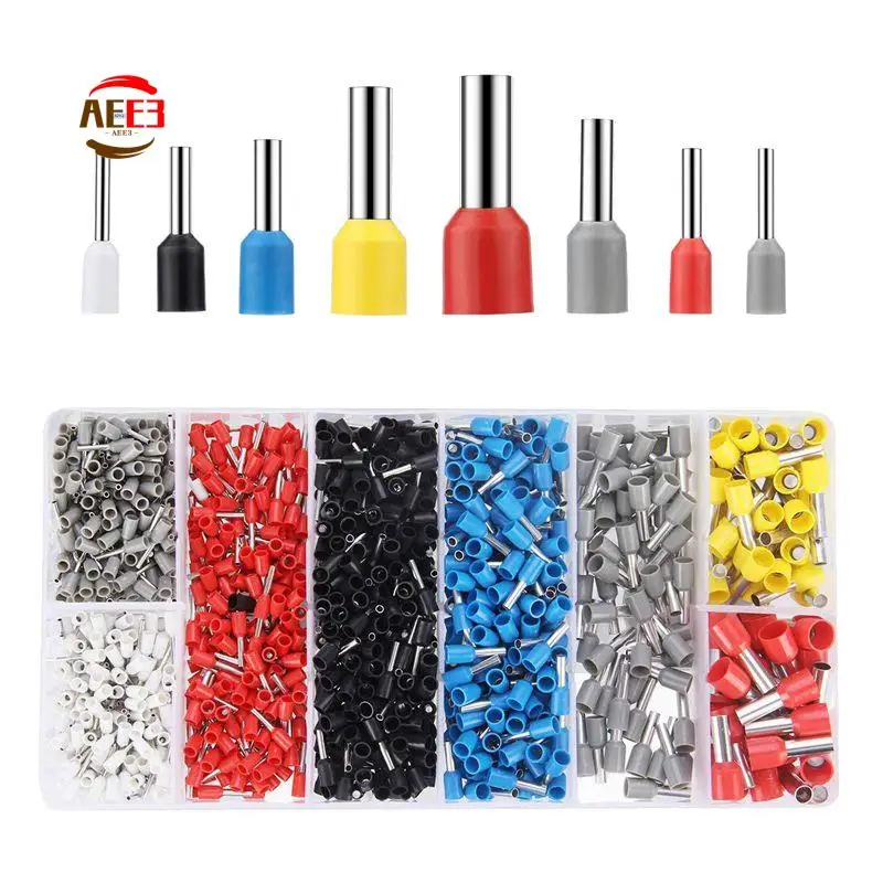 AEE3-Wire Ferrules Connector Terminals Kit 1200PCS Assortment Ferrule Wire Connector Kit Insulated Cord Pin End