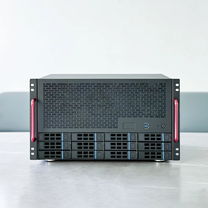 12-Bay NAS Chassis for ATX Motherboard & PSU, 8 Full-Height PCIe Slots, Business Storage Solution, AIO Workstation Case