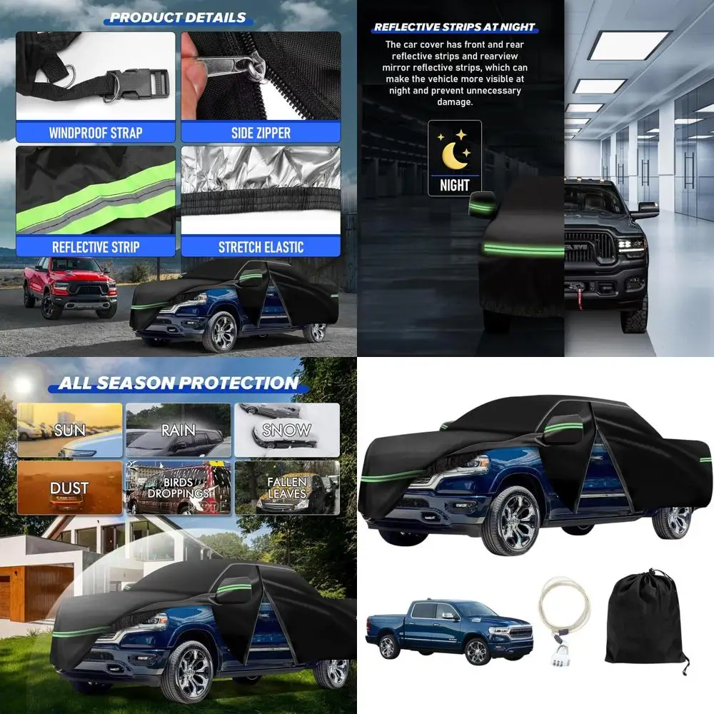 

Универсальный 6-слойный чехол для автомобиля на открытом воздухе для Dodge Ram 1500 1998-2023 годов выпуска с замком и сумкой для хранения