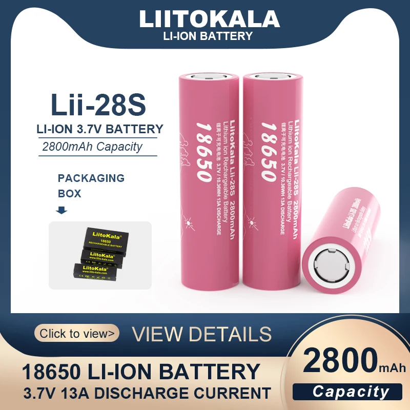 Новый LiitoKala Lii-28S 18650 3,7 В 2800 мАч 13 А литиевая аккумуляторная батарея для электроинструментов светодиодный фонарик батареи