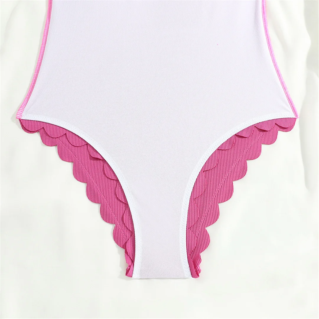 S - XXL, 11 Farben, gerippter, geraffter Damen-Badeanzug, einteiliger Badeanzug, rückenfreier, hoch geschnittener Badeanzug, Badebekleidung, Modell V7097. – Detail 29