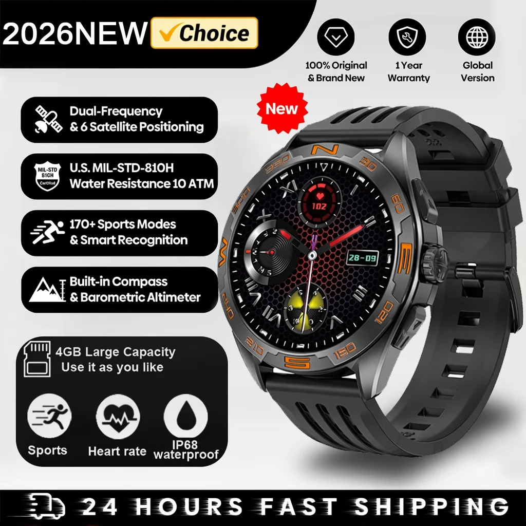 

Новые улучшенные спортивные смарт-часы 2026 года для мужчин с GPS, HD AMOLED-экраном, водонепроницаемостью 3ATM IP69K, инфракрасным NFC и Bluetooth-вызовами