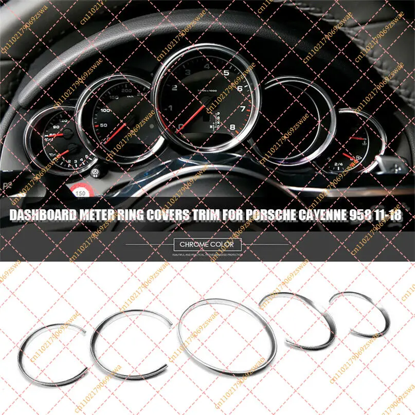 Silver Dashboard Gauge Bezel Trim For Porsche Cayenne 958 (2011-2018), Speedometer Ring Cover