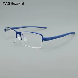 TAG Hezekiah brand Men Titanium Optical Glasses Frame Men's Half Frame Eyeglass Frame 3922 Square Eyewear Ultralight