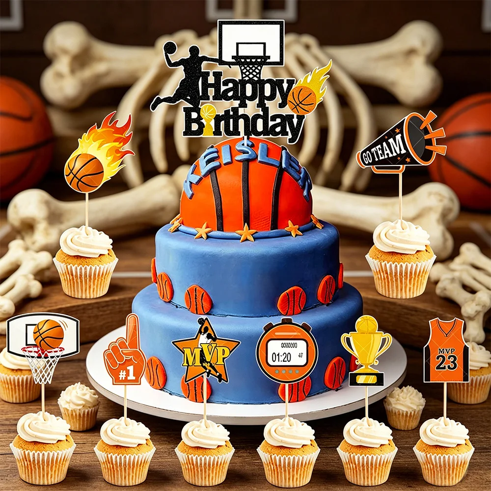 Basketball Party Decor Basketball Cake Topper Basketball Themed Birthday Decor Basketball Birthday Party Cake Topper Supplies