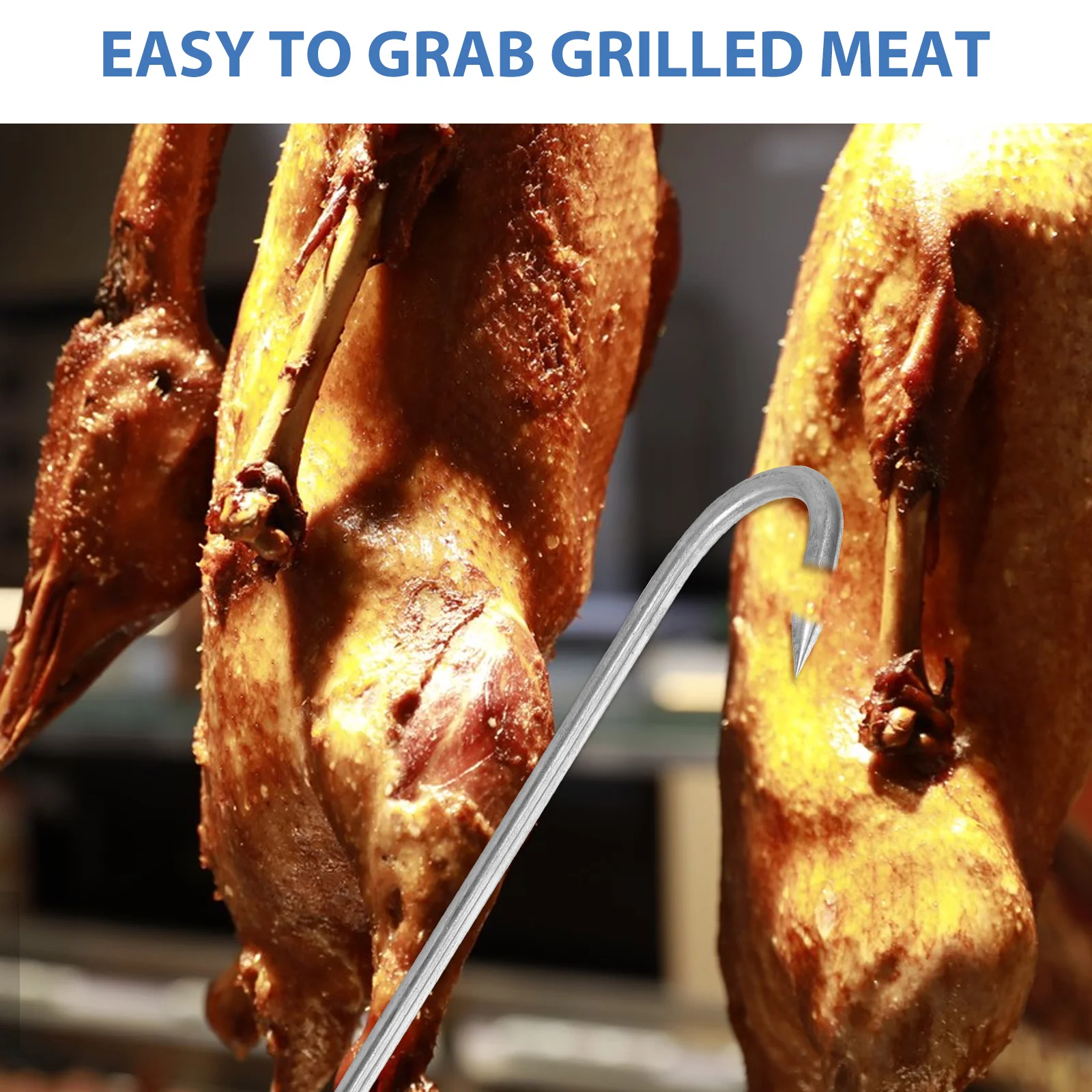 

2Pcs T Type Stainless Steel Meat Hooks Heavy Duty Meat Hangers Portable Bbq Food Turner for Grilling Butchering Kitchen Use