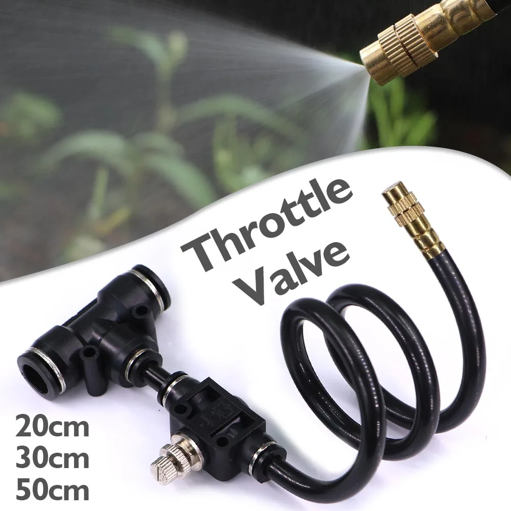 

360° Bend Misting Nozzles with Throttle Valve Control Flow Adjustable Atomizer Sprayers for 3/8" 12mm Garden Irrigation System