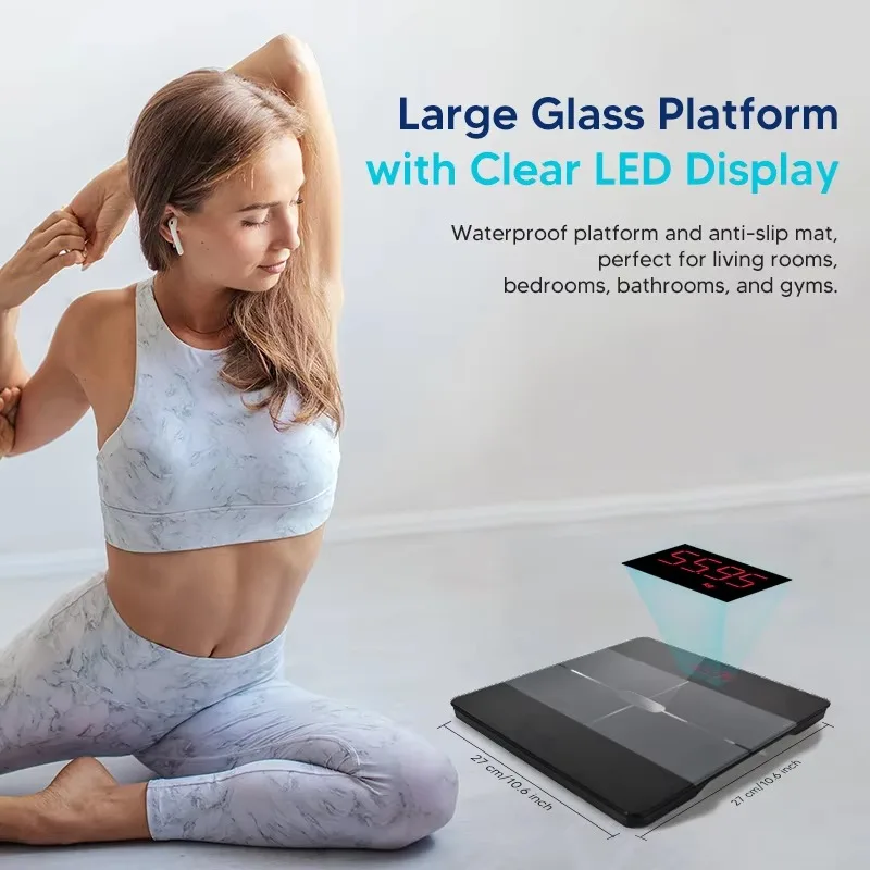 Multi-User Wireless BMI Body Fat Scale Tempered Glass Bluetooth Digital Bathroom Weighing Scale