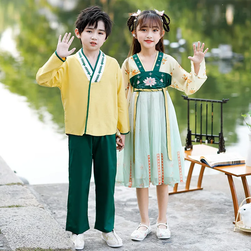 

Boys and Girls Improved Hanfu 2022 New Spring and Autumn Children's Chinese Style Performance Costume Antique Style Tang Costume