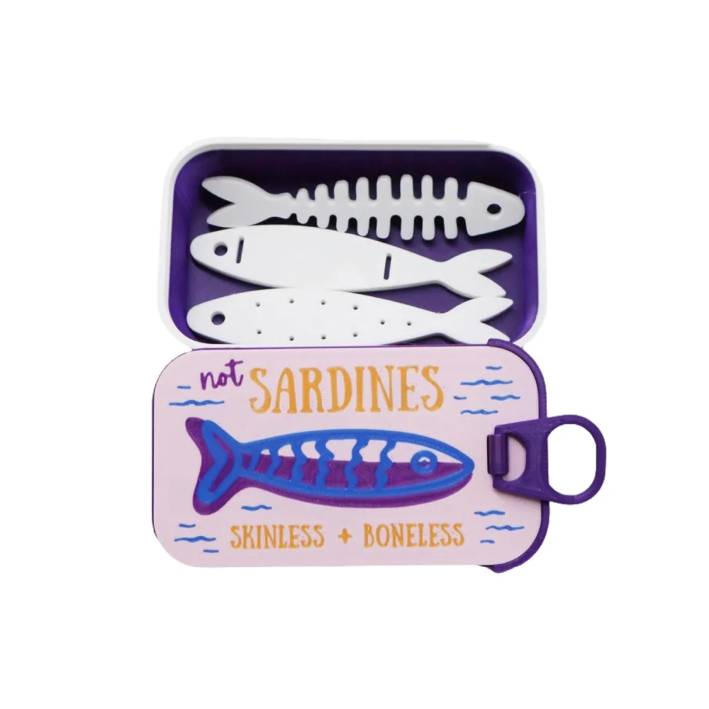 1Pc/set 3D Printed Sardine Tin Jewelry Box Durable Multi Functional Jewelry Display Organizer Creative Decorative