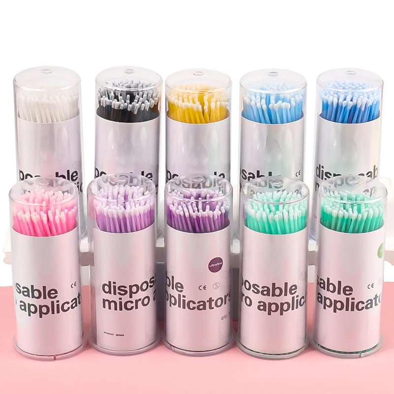 100pcs/Bottle Eyelash Extension Cleaning Brush Lash Lift Glue Remover Applicator Plastic Stick Eyebrow Comb Makeup Micro Brushes