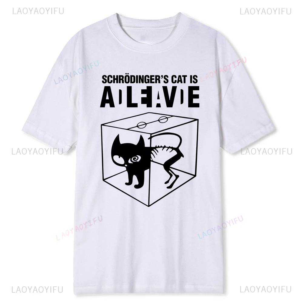 

Funny Schrodinger's Cat Print Short Sleeve Men Tees Fashion Casual Streetwear Hip-hop Hipster Loose O-neck Hot Sale Tops Tshirt