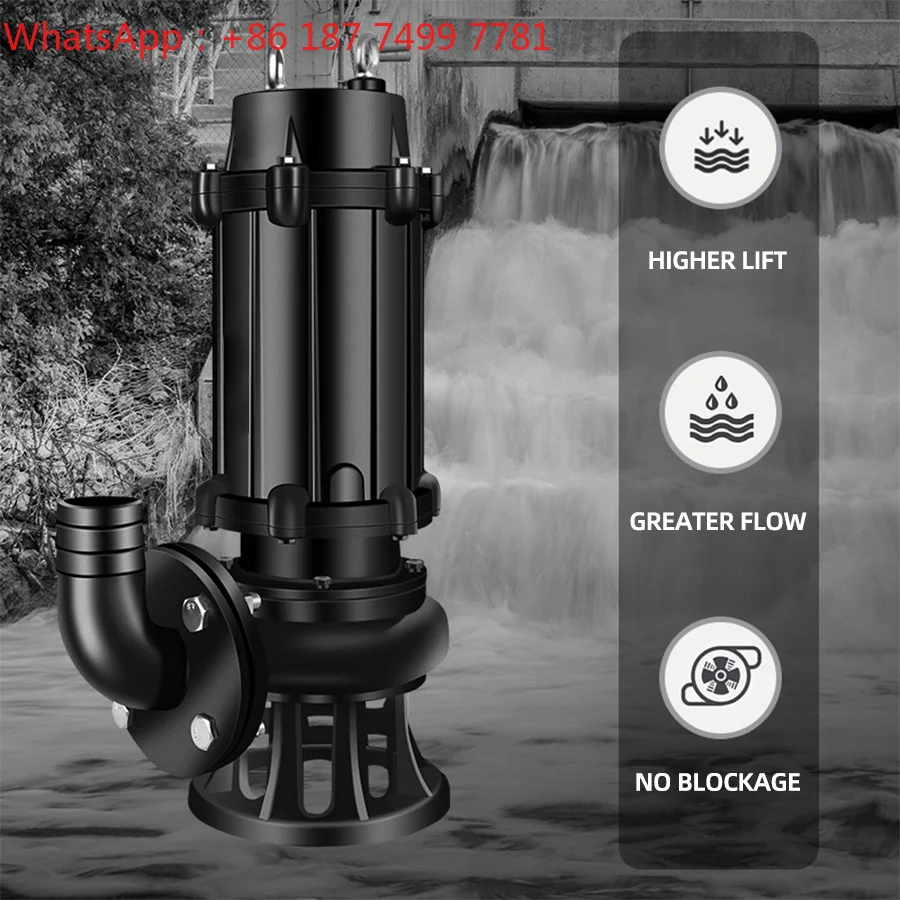 1hp Non-Clog Submersible Sewage Pump AC Motor 380v Stainless Mechanical Seal Cut Impellerl Pump
