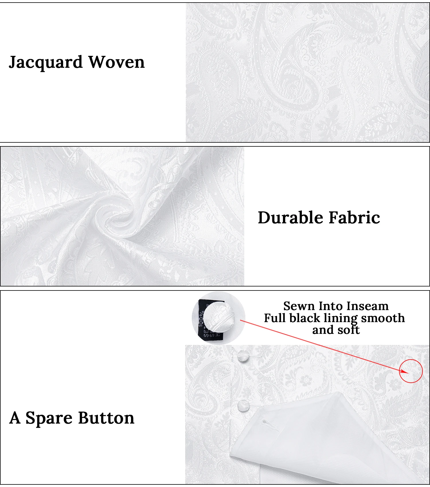 Luxus kleid weiß Paisley Hochzeits weste für Mann Anzug Mode Männer Business Smoking Weste Westen Anzug Krawatte Set Chaleco Hombre – Detail 10