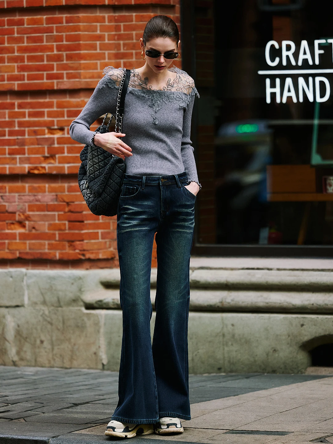 

Luna7xi Vintage Waed Denim Jeans High Waist Slimming Bell Bot Ele Commute Micro Flared Long Pants Women's Faion