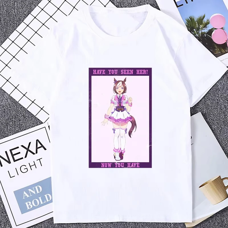 

Pretty Derby Causal модальная белая черная футболка японского аниме Kawaii с принтом Tsrhit ACG Cos футболка с рисунком унисекс уличная одежда