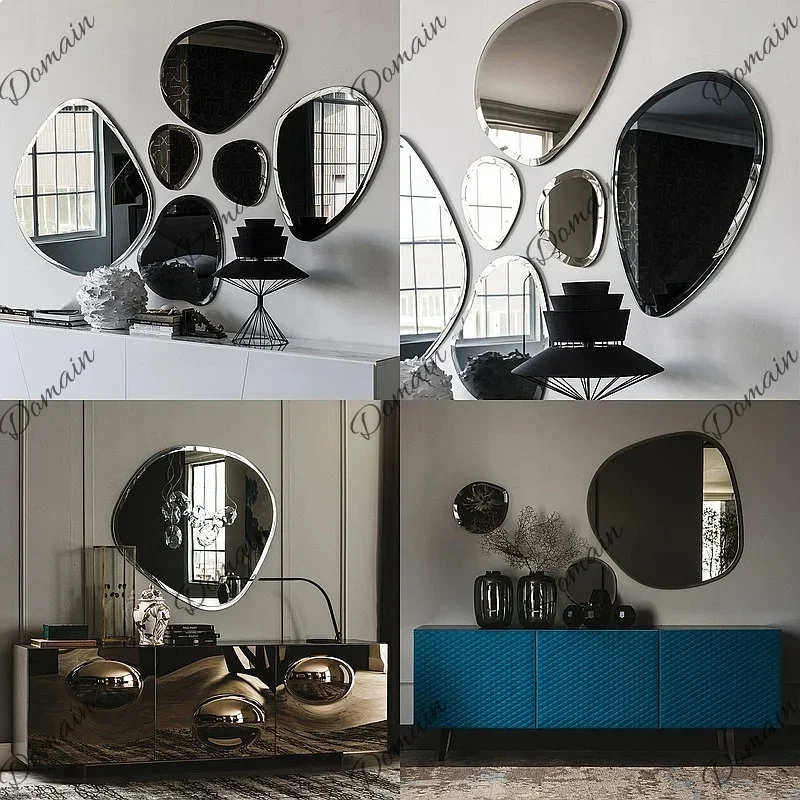 81 N Nordic Frameless Beveled Irregular Shape Bathroom Mirror Wall Art Decorative Combination Designer Mirror