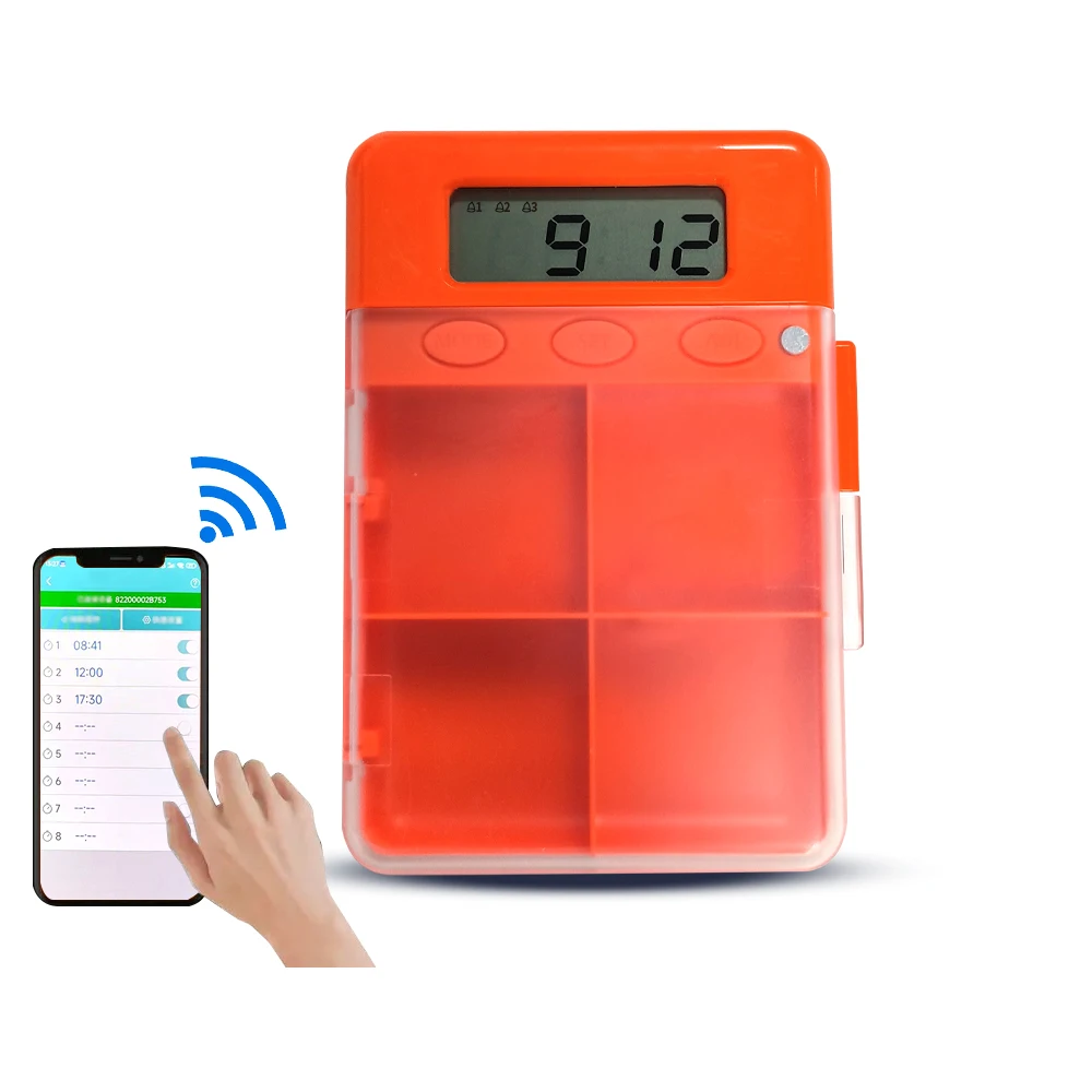 Wireless APP  Intelligent Alarm Smart  Portable  Storage Travel Reminder Timer Pill Box PFT-520B, Orange
