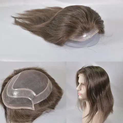 Мужской парик Eseewigs из европейских волос, моно-тупе, 12 дюймов