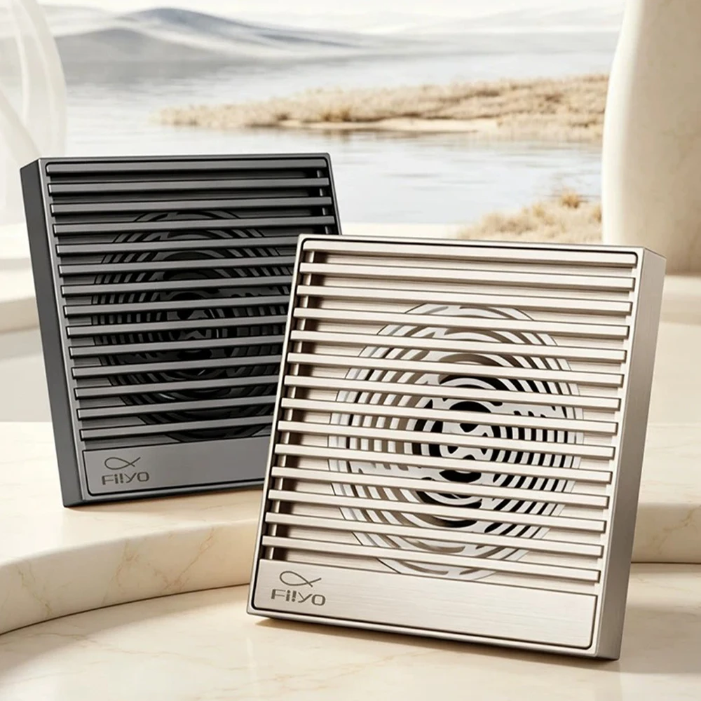 Brass Floor Drain Square Shower Drain Anti Odor Drainage Sewer Filter for Bathroom 4inch 10cm