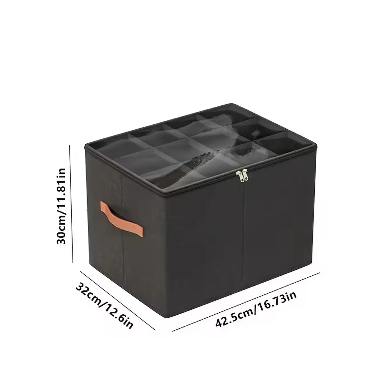 1 piece of 12 compartment storage box, dust cover 2-in-1 foldable storage box, suitable for boots, high heels, and sports shoes
