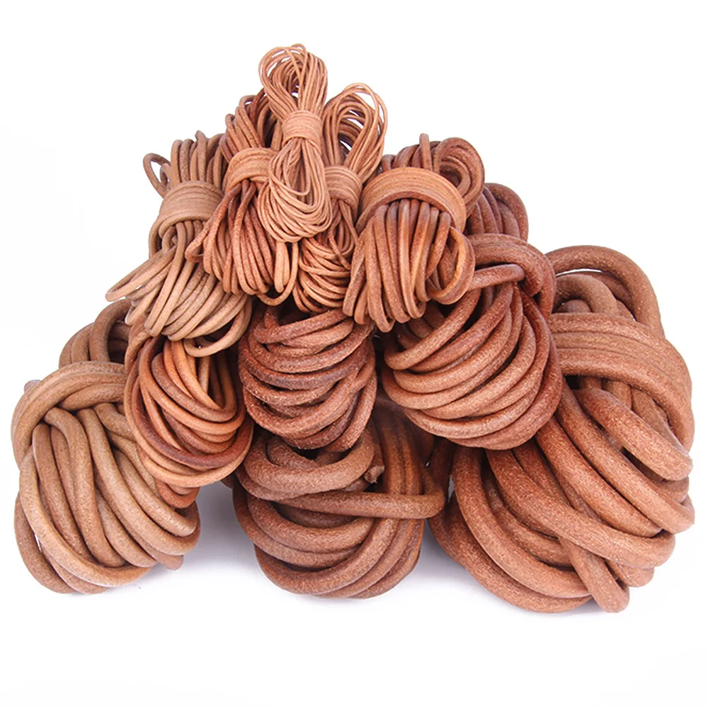 2M Genuine Round Leather Cord Real Cowhide Thong String Rope for DIY Necklace Bracelet Jewelry Making Findings Craft Supplies