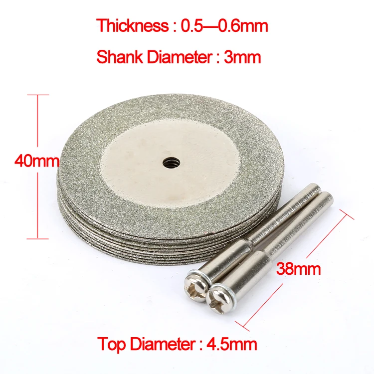 10pcs 40mm Cutting Discs For Cutting: Gem Stones Metal Glass CeramicsSaw Blade For Drill Dremel Rotary Tool