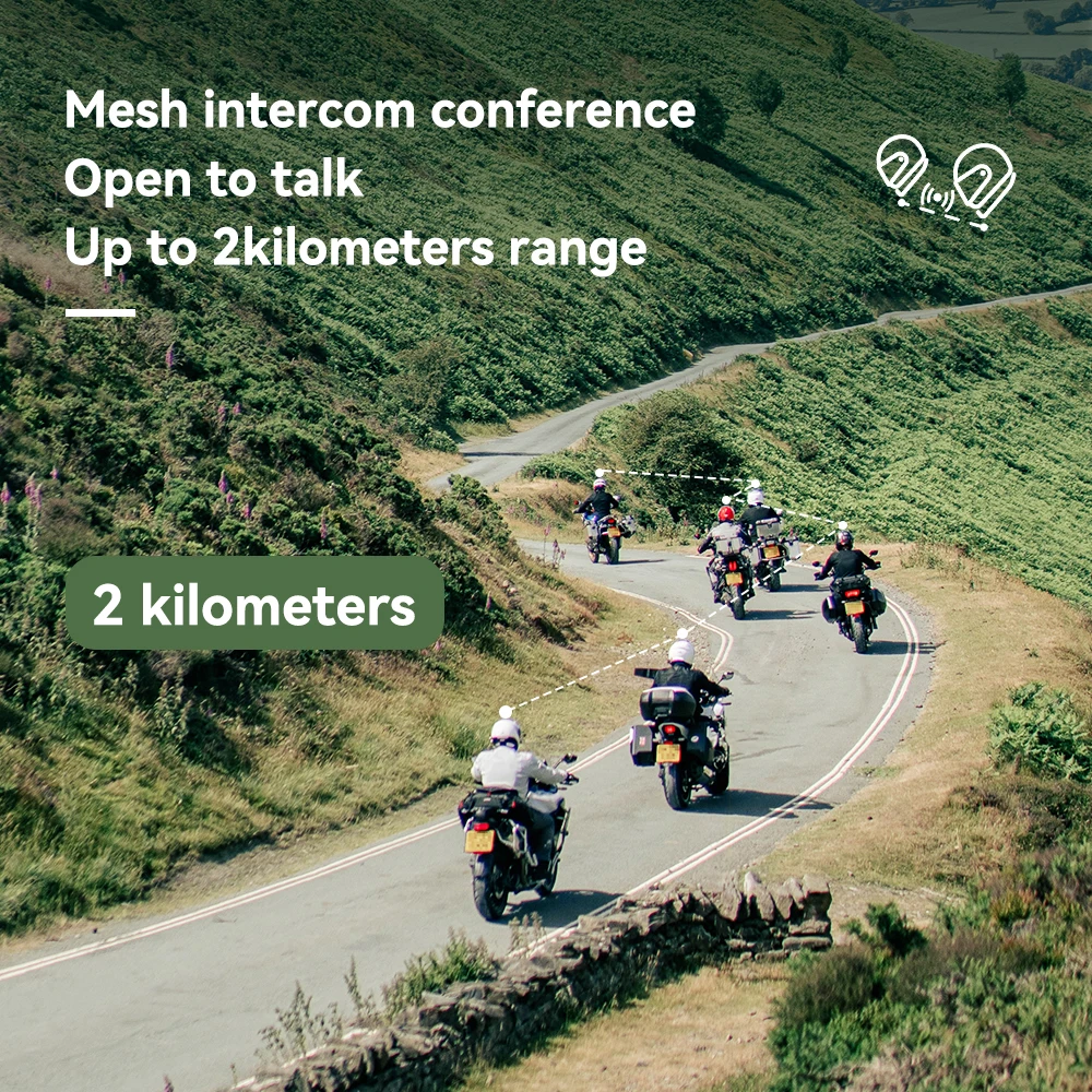 LEXIN-MeshCom Motorcycle MESH&Bluetooth Headset Intercom ,With Mesh Communication System, Parallel Audio- Intercom,24 Riders