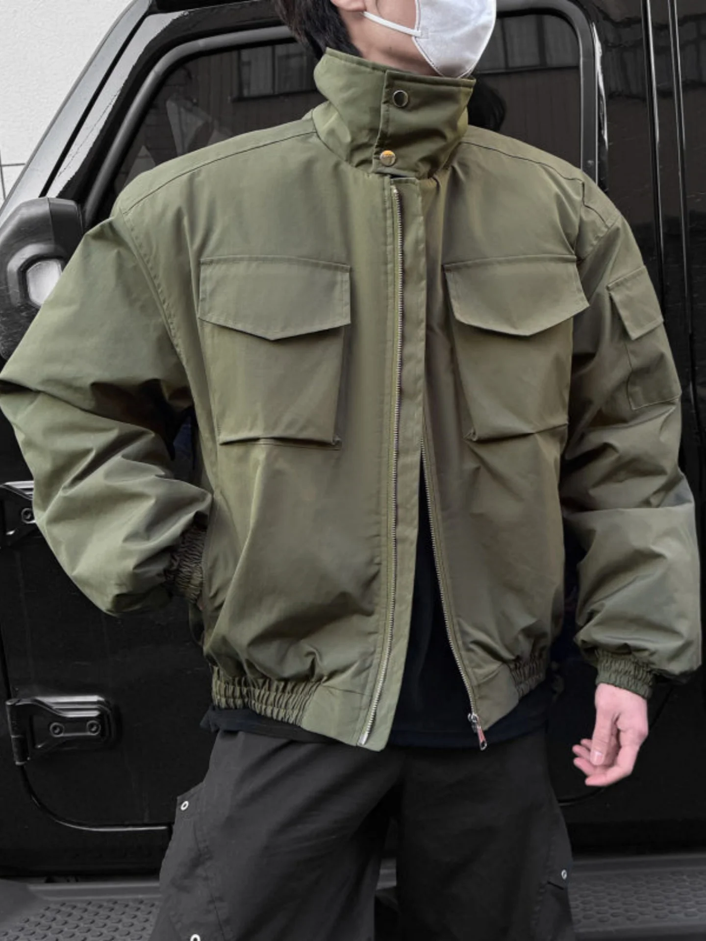 

Мужская утепленная зимняя куртка-бомбер из хлопка в стиле милитари с воротником-стойкой, повседневная модная верхняя одежда