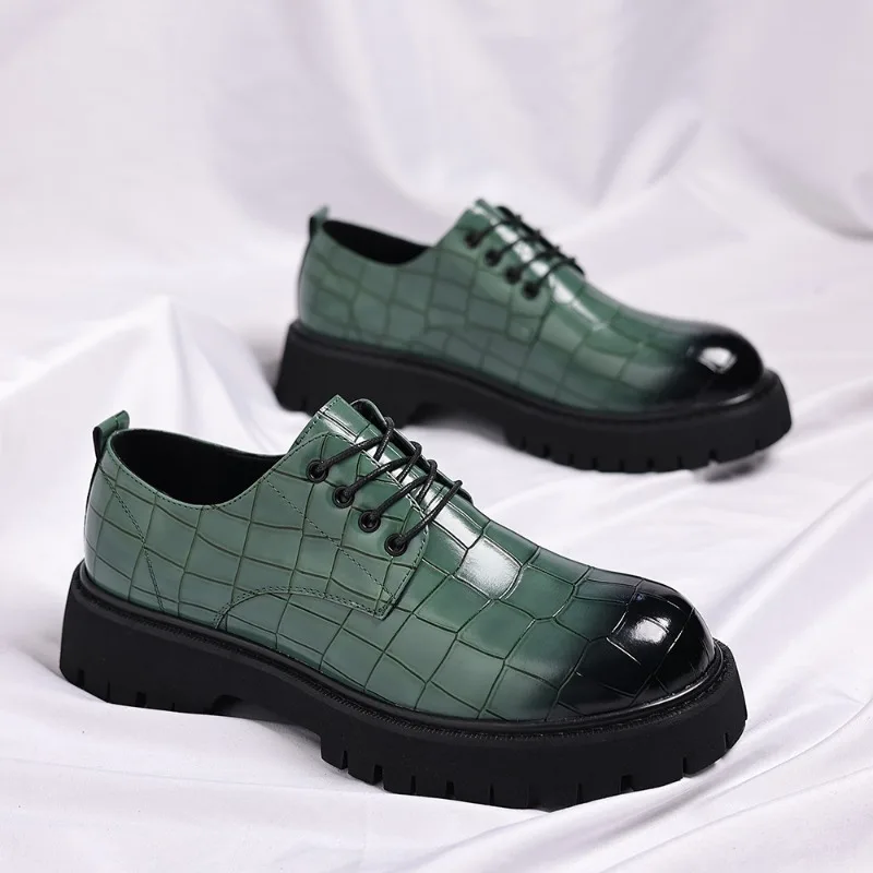 

Большие размеры, новые модные мужские туфли дерби на толстой подошве, легкая нескользящая молодежная деловая повседневная обувь с градиентом цвета