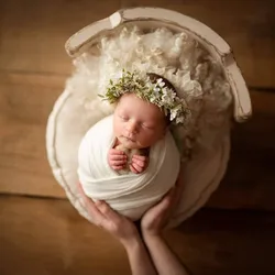 Yenidoğan fotoğraf sahne yuvarlak bacak ahşap sandalye eski moda sandalye bebek çekim aksesuarları bebek fotoğraf kanepe