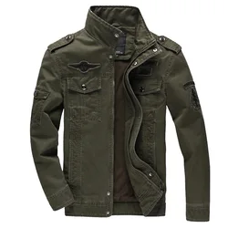 2024 Spring Men's Stand-up Collar Casual Military Uniform Wind Cotton Jacket Outdoor Tooling Loose Jacket Pocket Long Sleeve