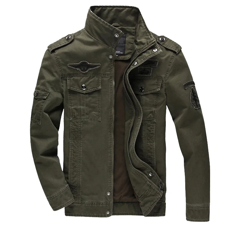 2024 Wiosenna męska kurtka ze stójką Casual Military Uniform Wind Cotton Jacket Outdoor Tooling Luźna kurtka z kieszenią i długim rękawem