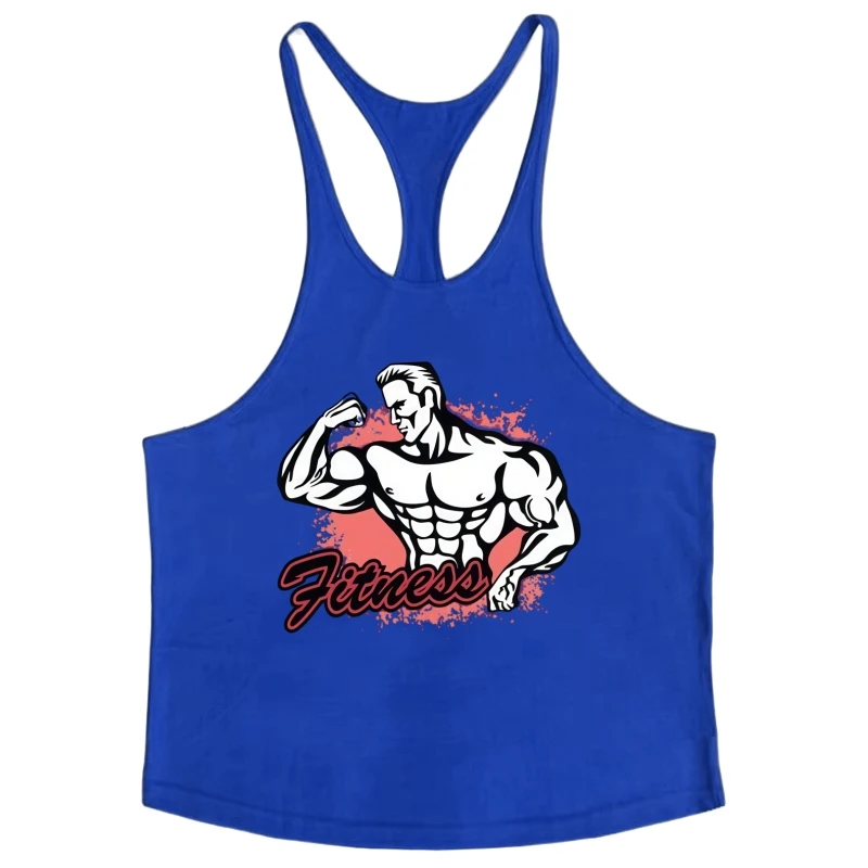 Colete de ginástica para homens, camiseta com stringer nas costas em Y, roupas esportivas de desempenho, algodão com absorção de umidade, regata sem mangas, camisa de musculação