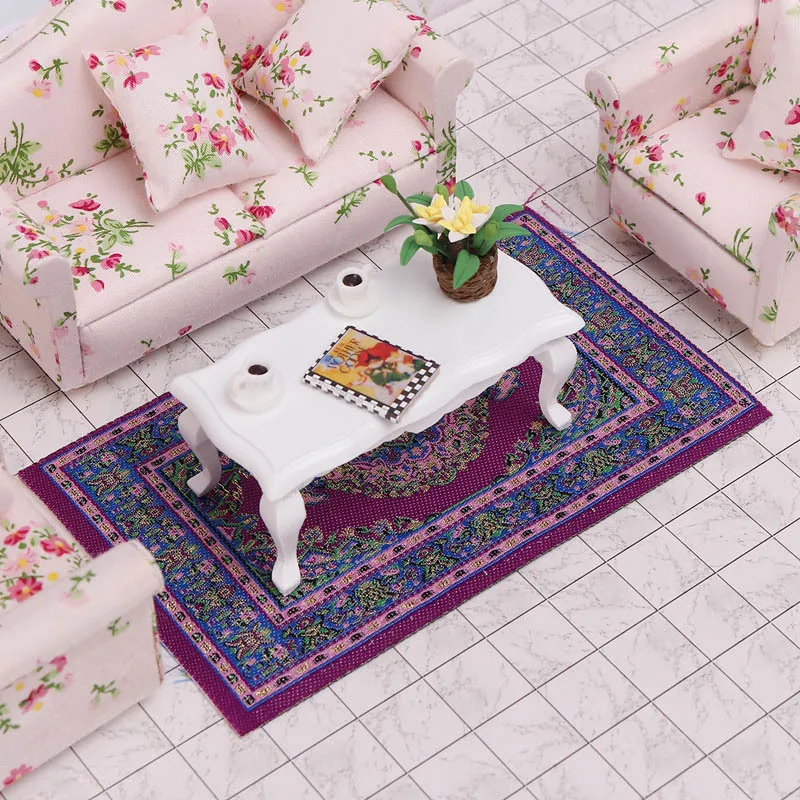 Dollhouse 1:12 BJD Ob11 Miniature Items Turkish Carpet Mini Carpet Doll House Accessories Living Room Floor Ornaments Girls Toys