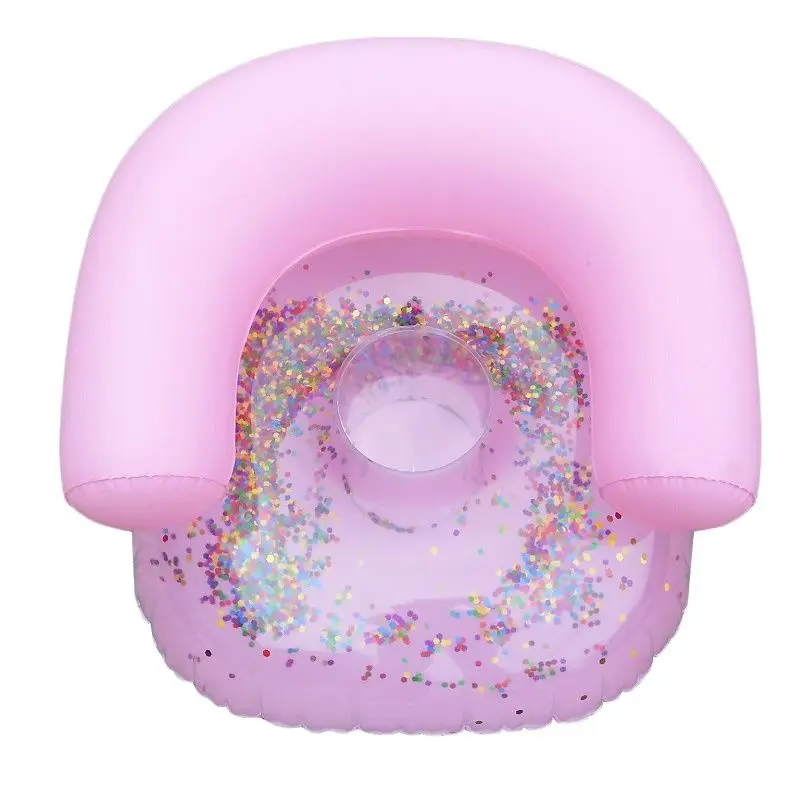 Kids Inflatable Sofa Baby Sitting Chair Sequin Kids Bath Learning Seat Pool Float Seat Accessories Swimming Ring Summer Beach