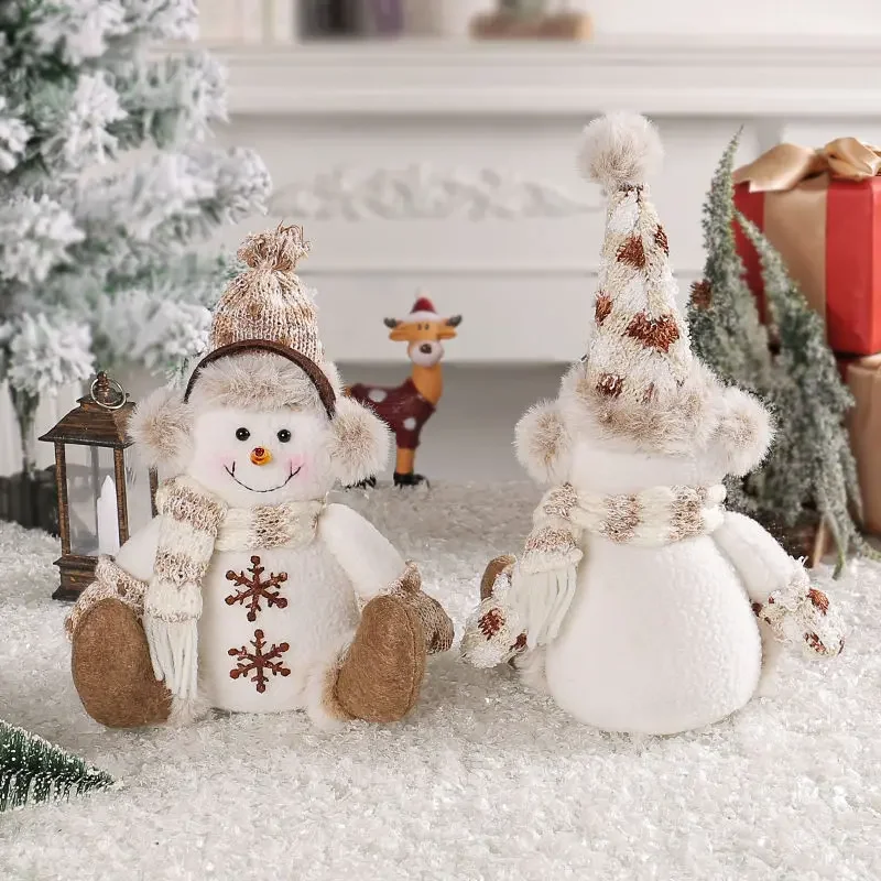Amazon Christmas Short-legged Snowman Doll Ornament New Warm Brown Knitted Doll Living Room Sofa Home Decoration