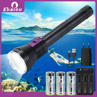 New High Power 3xXHP70 LED Strong Light Diving Flashlight IP68 Professional Diver Outdoor Seaside Fishing Lamp Powered By 26650