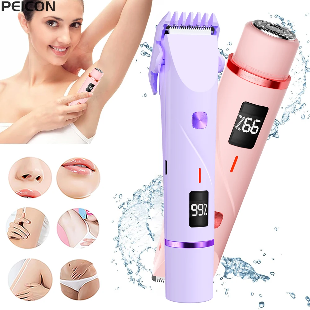 Afeitadora Eléctrica para Mujer, Depiladora Corporal, Depiladora Eléctrica para Cuerpo, Brazos, Piernas, Axilas, Bikini, Recortadora de Vello