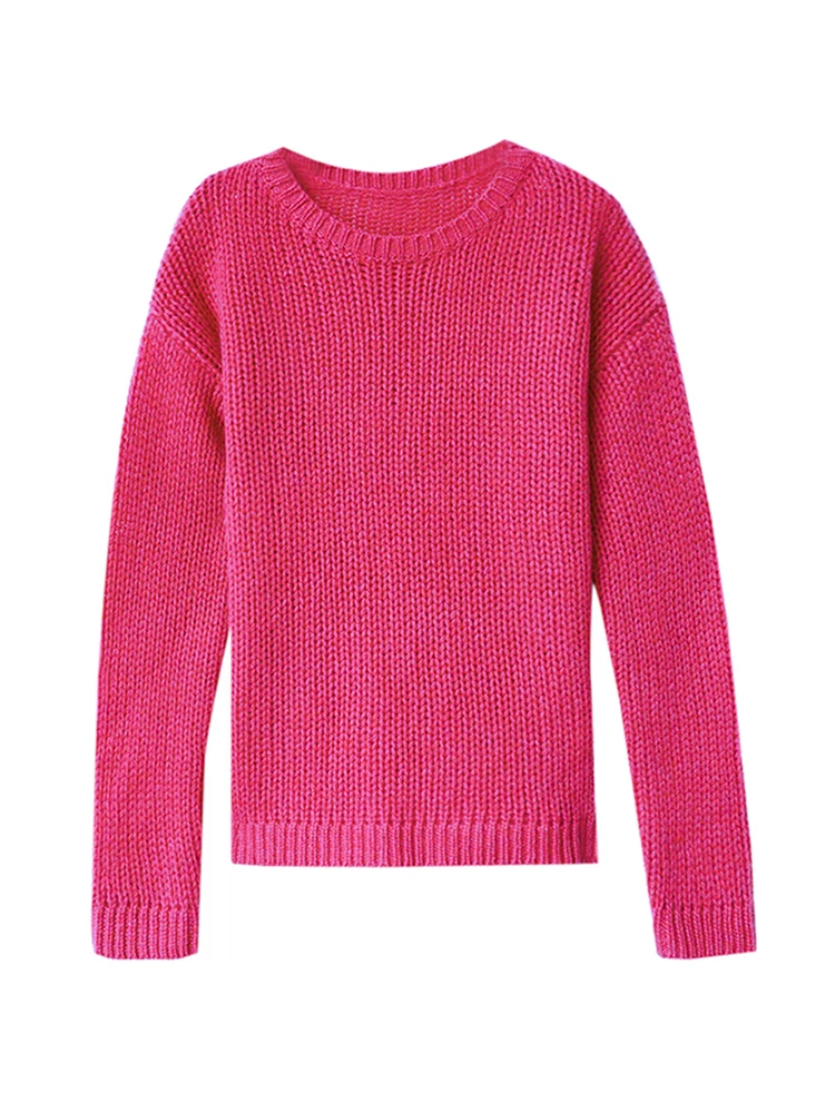 

Soft Plu Pure Camere Vintage Loose Knitted round Ne Sweater Women's Autumn Winter New Sle Commute Sle Straight Tube