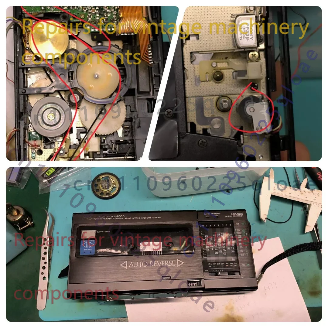 2 Pcs Drive Belt + Pinch Roller Repair Kit For Sony WA-8000 WA-8000MK2 Radio Cassette Recorder Mechanism Refurb Spare Parts