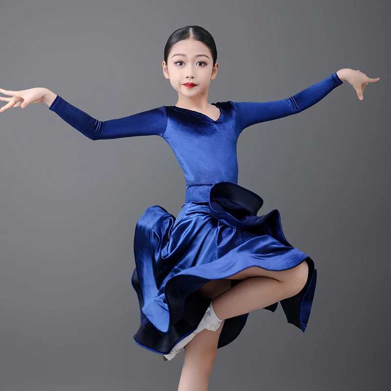 

Latin girls' long-sleeved dress for autumn and winter children's senior competition standard uniform