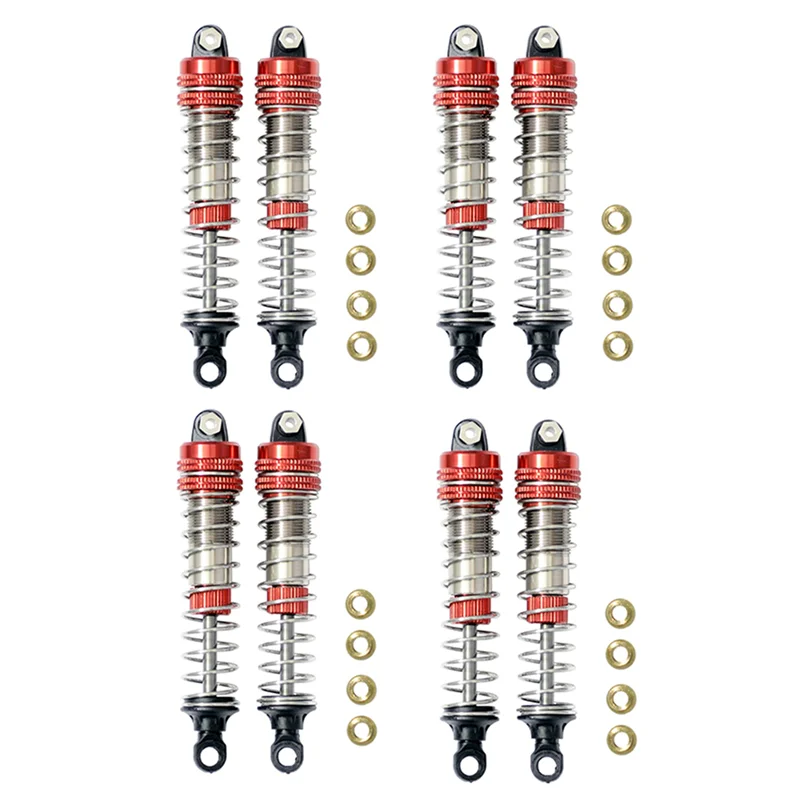 【B89E】8Pcs Front Rear Shock Absorber Fit For XLH 9115 S911 9116 S916 9125 1/10 1/12 RC Car Upgrade Accessories,Red