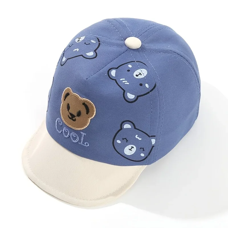 1 Baby-Sonnenhut, bezaubernde, leichte Baseballkappe mit weichem Rand für Säuglinge und Kleinkinder, niedliches Cartoon-Bären-Design – Detail 13