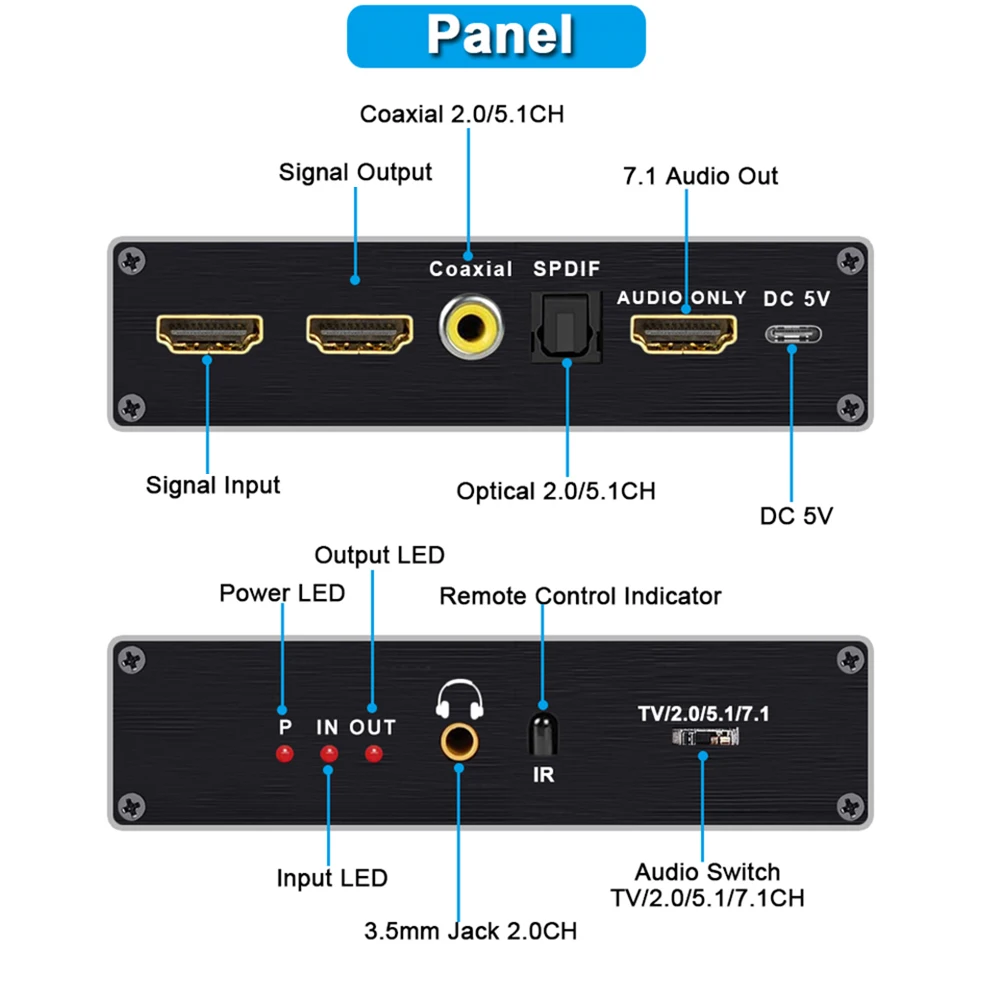 HDMI-Compatible Audio Extractor Switch 4K 120Hz 8K 60Hz Audio Splitter Switcher Adapter Audio Converter Receiver For PS5 Xbox