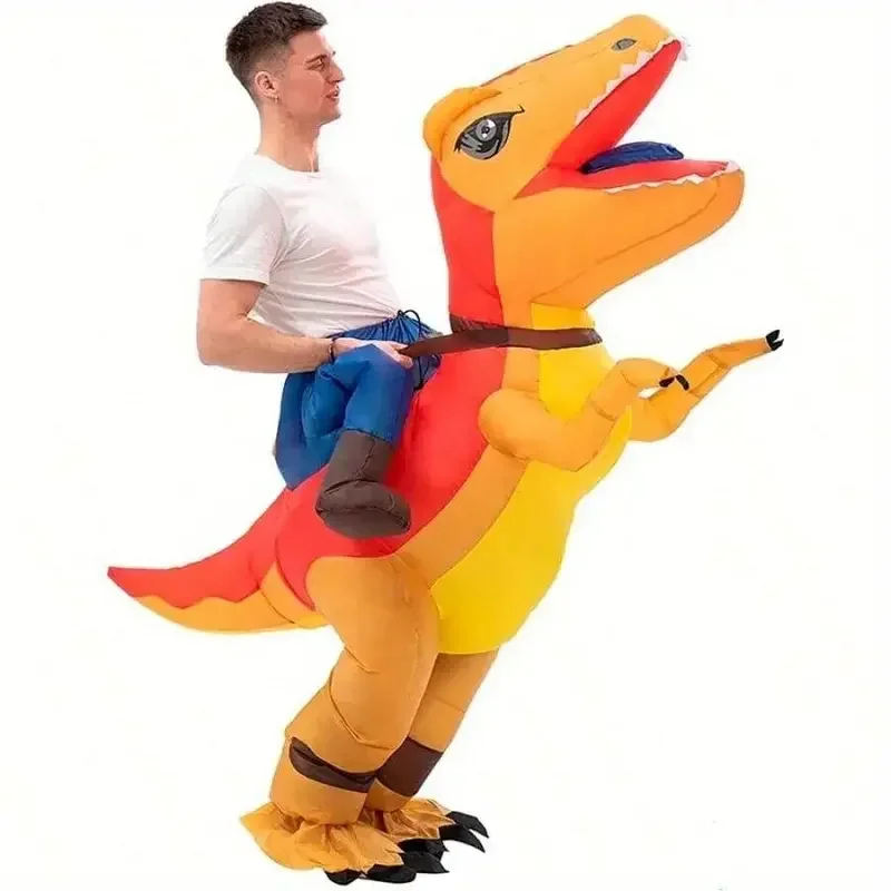 ركوب على ديناصور قابل للنفخ زي مضحك T-ريكس ركوب زي عيد الميلاد هالوين حفلة تأثيري كرنفال الجدة فستان الزي